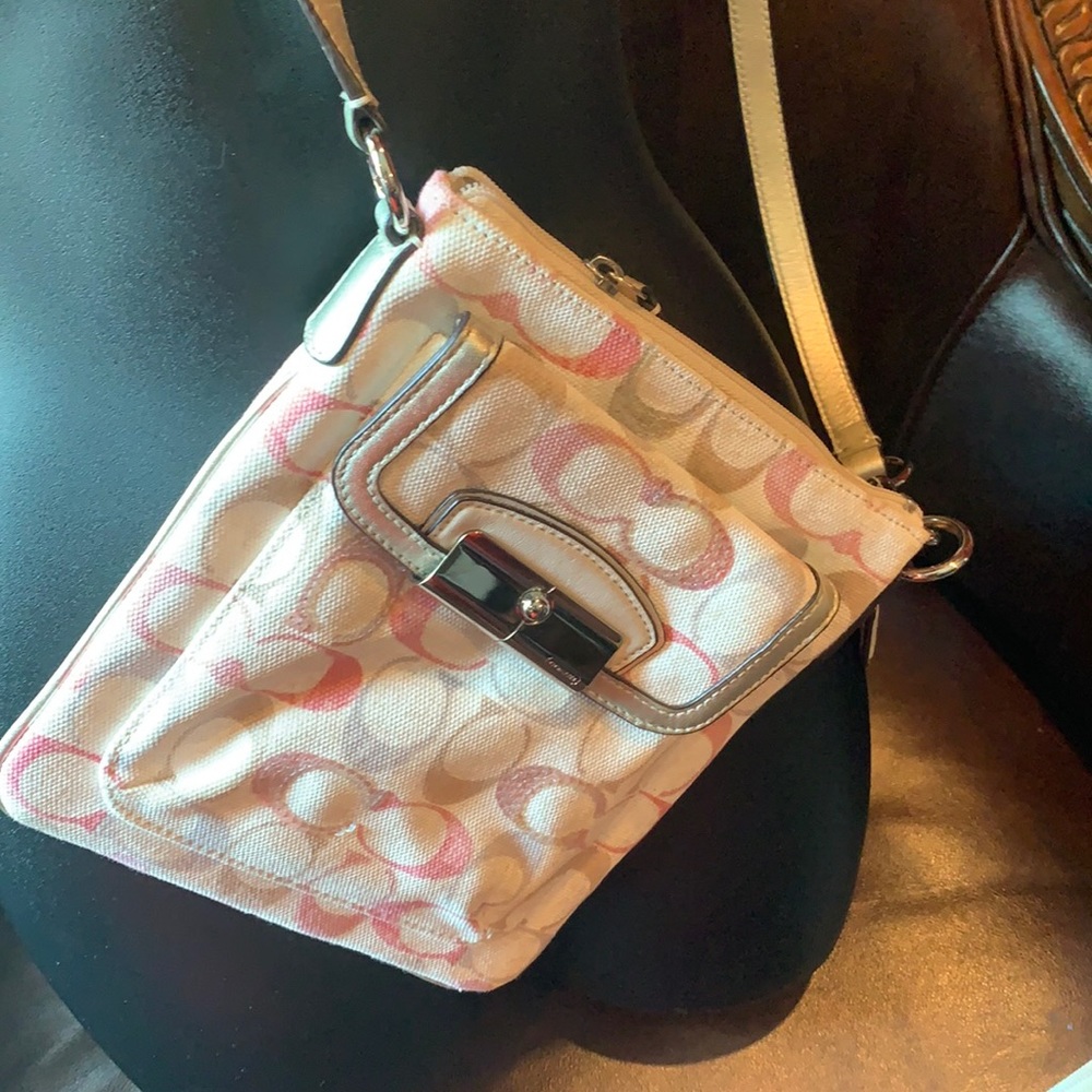 Worn once Coach pink white and silver crossbody